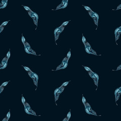 Watercolor leaves seamless pattern floral digital paper dark colors design