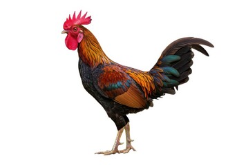Fototapeta premium Isolated rooster fowl poultry farm animal bird livestock hen isolated on white background
