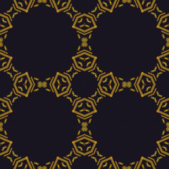 Seamless Ukrainian Pattern. Ukrainian embroidery. Old texture. Yellow pattern on a dark background
