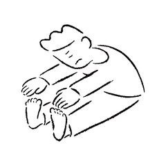 ストレッチをする男性_白黒