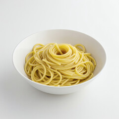 Simple Cooked Spaghetti in a White Bowl A Clean Food Photography Image
