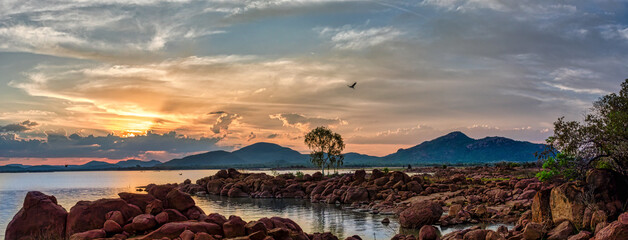 Surrounded by rolling hills, the Gaborone Dam is an ideal spot in which to relax and admire the...