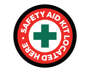 Safety Aid Kit Sign with Red Cross - High Quality Vectorial Stock Image