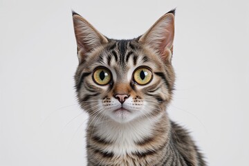 Obraz premium Exotic Shorthair Cat Portrait with Wide Eyes Isolated on White Background