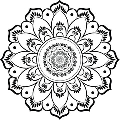 Abstract decorative mandala line art on white background