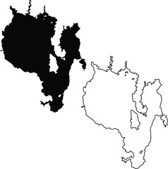 Sebago Lake Maine Map Silhouette Design
