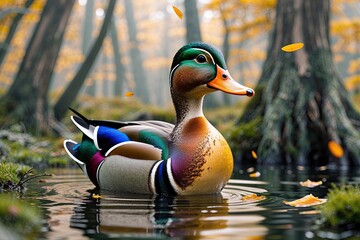 Stylish Duck in a Delightful Nature Landscape