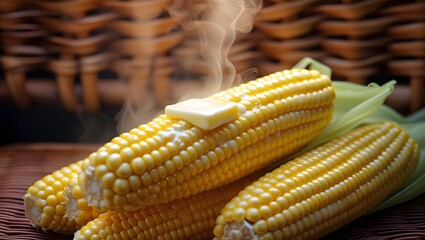 Golden Corn on Wooden Background - Perfect for Farm-to-Table Stock Photos