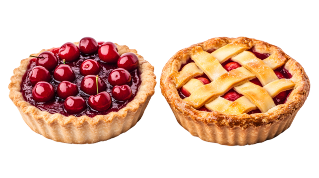Delicious Cherry and Apple Pies for Pi Day Celebration on White Background