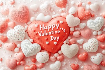 Obraz premium Colorful Heart Decorations Celebrate Valentine's Day With a Festive Atmosphere Filled With Love and Joy