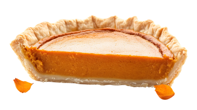 High-Quality Pumpkin Pie Isolated on White Background for Culinary Designs