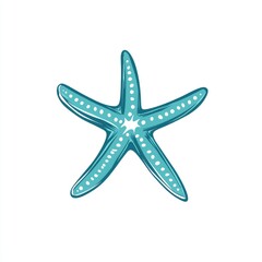 Turquoise starfish, outlined graphic