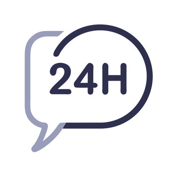 24-Hour Chat Support Icon Representing Round-the-Clock Customer Service and Assistance