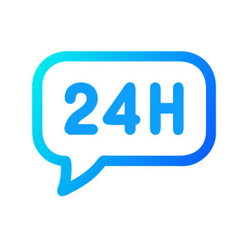 24-Hour Chat Support Icon Representing Round-the-Clock Customer Service and Assistance