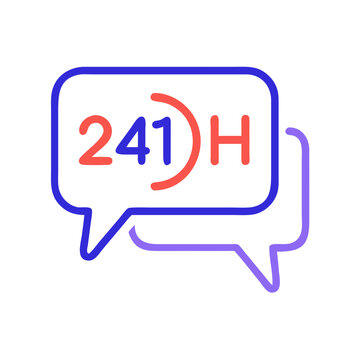24-Hour Chat Support Icon Representing Round-the-Clock Customer Service and Assistance
