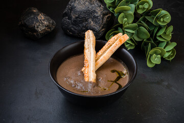 Delicious cream soup with mushrooms