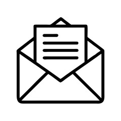 Envelope with Letter Inside Icon Representing Mail Delivery and Correspondence