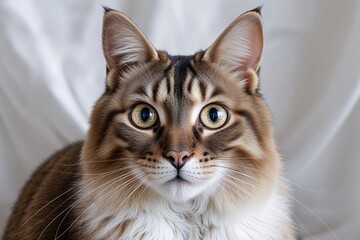 Obraz premium Stunning Abyssinian Cat Portrait with Sparkling Eyes on White Background