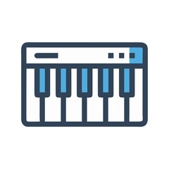 Piano Keyboard Icon Representing Musical Instrument and Melody Composition