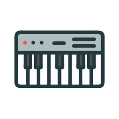 Piano Keyboard Icon Representing Musical Instrument and Melody Composition