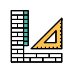 Obraz premium Ruler and Brick Wall Measurement Icon Representing Construction Planning and Precision