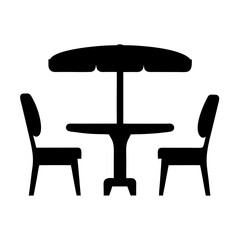 outdoor dining set black silhouette icon - of a home office outdoor dining set, furniture vector art