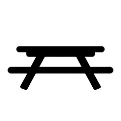 picnic tableblack silhouette icon - of a home office picnic table, furniture vector art