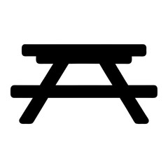 picnic table black silhouette icon - of a home office picnic table, furniture vector art