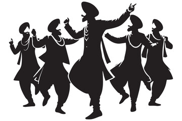 Energetic Punjabi Folk Dancers Silhouette Celebrating Culture with Music