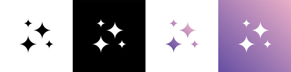 Sparkle icon vector. Ai sparkle symbol for ai generate or create button. Sparkling or twinkling stars illustration. Twinkle stars icon isolated vector symbol set.	