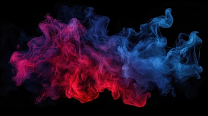 Obraz premium Intense red and blue flames flicker and dance, isolated against a pitch-black backdrop, creating a striking contrast.