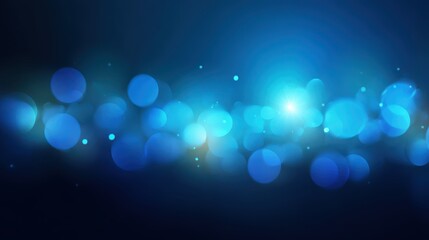 Abstract Blue Glow Background with Bokeh Lights.