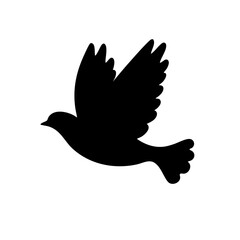 A flying bird vector icon with wings spread