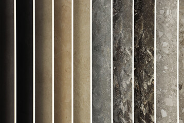 Many different samples of tiles as background, closeup