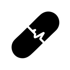 A medicine pill vector icon with score line