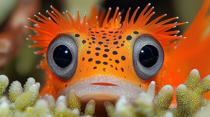 Magnificent  Orange Spotted  Fish Close-up