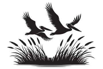 Obraz premium Elegant pelican silhouette vector art ideal for wildlife conservation