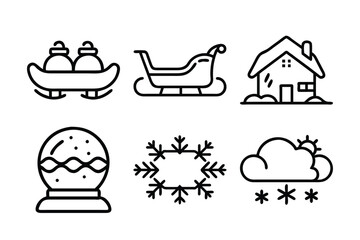 set of Christmas outline icons