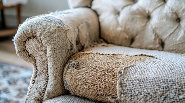 Close-up of a Rustic, Patchwork Armchair