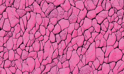 Pink old stone wall background pattern. Abstract background with cracks in the form of a stone wall texture. Stone surface pink texture. Stone pebble background and texture for design.