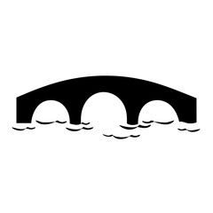 An arched bridge vector icon spanning water