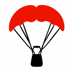 An open parachute vector icon with cords