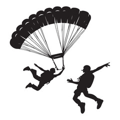Skydiving Silhouette Vector Artwork Extreme Sport Thrill Seekers Adventure