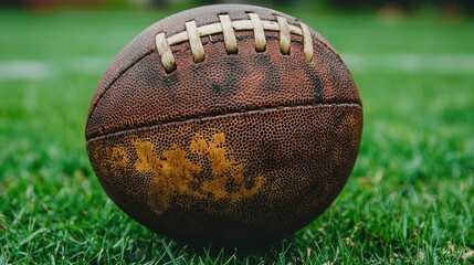 Obraz premium Vintage American Football on Green Grass