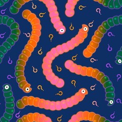 Kids seamless caterpillar cute pattern for fabrics and textiles and packaging and linens and wrapping paper