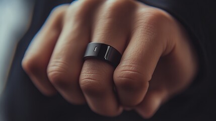 Oura ring gen health tracker smart ring wearable technology fitness tracker sleep tracker ring on hand close up