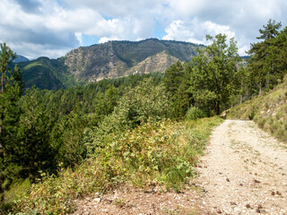 dirt road in the hills in the Southern Alps in France