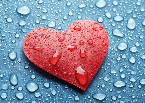 Marking World Blood Donor Day with a Paper Heart and Blood Drop on a Blue Backdrop, Symbolizing the Vital Act of Blood Donation and Its Noble Mission to Save Lives