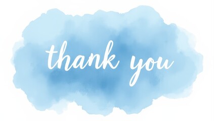 Watercolor Thank You Note, Blue Abstract Background