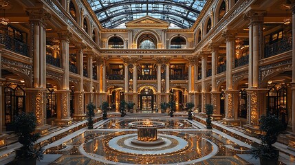 Obraz premium Lavish neoclassical palace with atrium light high resolution picture